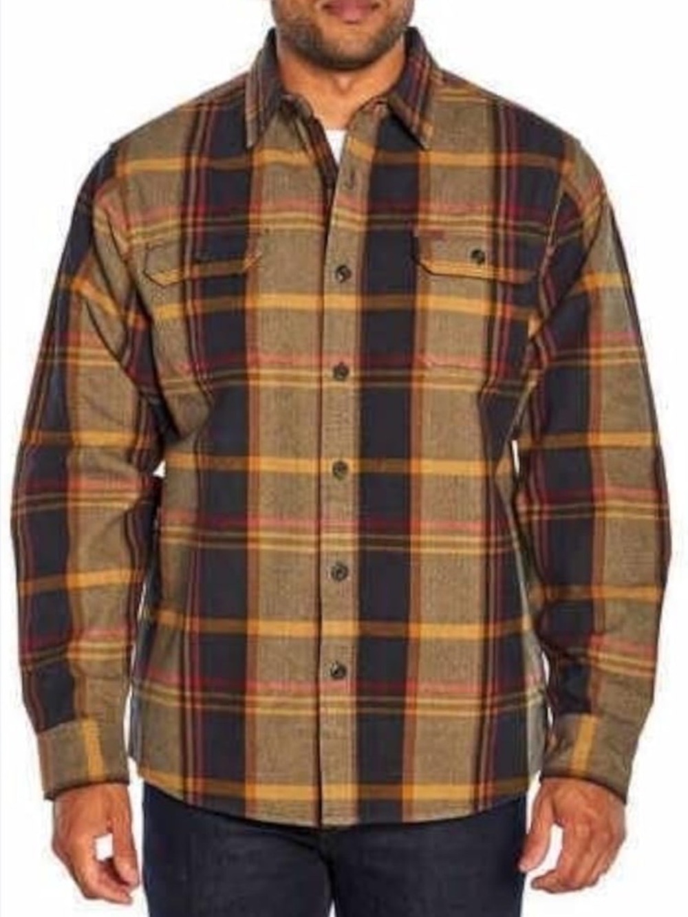 Orvis Plaid  Heavy Flannel Shirt  Accents